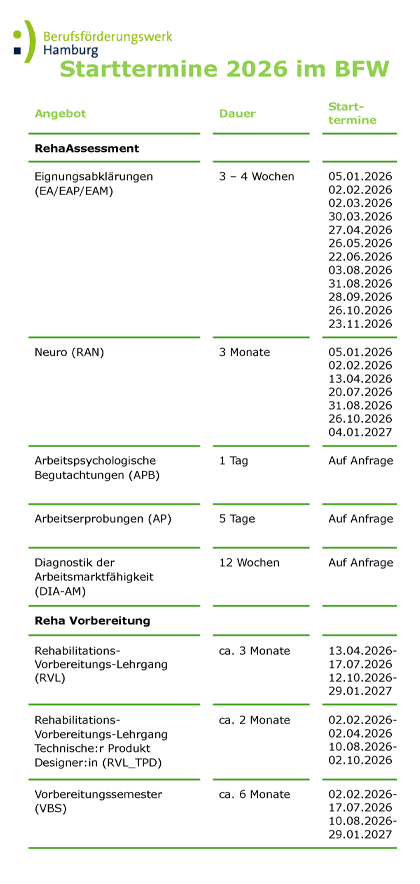 Titelbild Starttermine 2026
